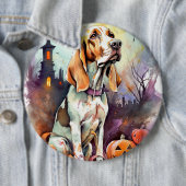 ハロウィーンバスセットハウンドとカボチャ怖い 缶バッジ (インサイチュ)