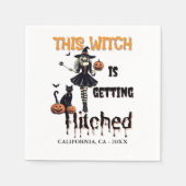 ハロウィーンバチェロレッテこの魔女はヒッチを得ている スタンダードカクテルナプキン (正面)