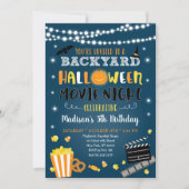 ハロウィーンバックヤードムービーナイト誕生日 招待状 (正面)