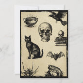 ハロウィーンバッシュアダルトヴィンテージゴシックスカル 招待状 (裏面)