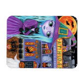 ハロウィーンバッシュブラックキャットキュートウィッチハ幽霊のよく出るウス マグネット (横)