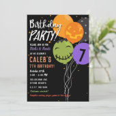 ハロウィーンバルーンフェスティバルおもしろいかわいい誕生日パーティー 招待状 (スタンド正面)