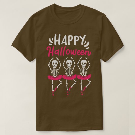 ハロウィーンバレエダンサー不気味スケルトン Tシャツ (デザイン正面)