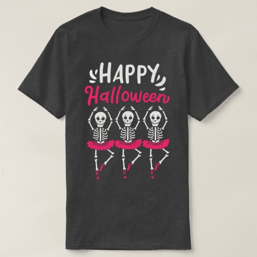 ハロウィーンバレエダンサー不気味スケルトン Tシャツ (デザイン正面)
