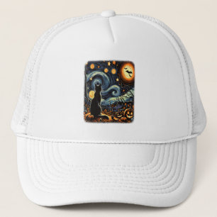 ハロウィーンバンゴッホ星空のナイトブラックキャットカボチャ キャップ