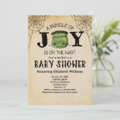 ハロウィーンバンドルのジョイフランケンシュタイン赤ちゃんシャワー 招待状 (スタンド正面)