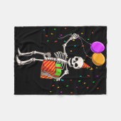 ハロウィーンバースデーパーティードレーティングスケルトン誕生日 フリースブランケット (正面(横))