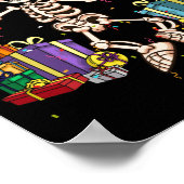 ハロウィーンバースデーパーティードレーティングスケルトン誕生日 ポスター (角)