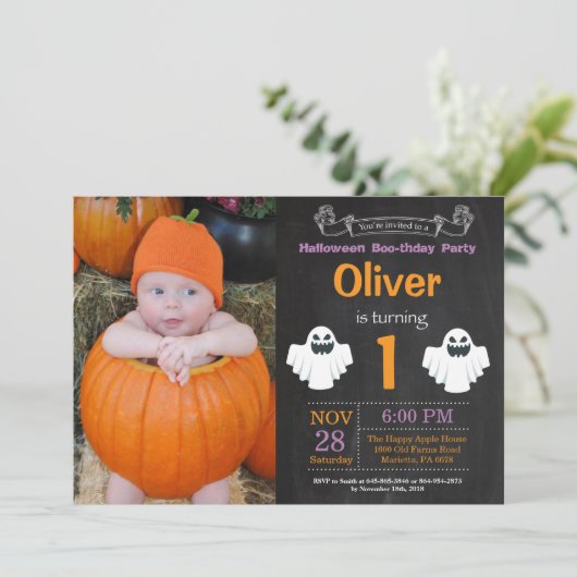 ハロウィーンバースデーパーティーフォト招待状 招待状 (スタンド正面)
