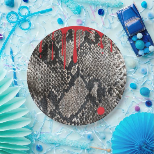 ハロウィーンパイソンのスネークスキン – ゴリー血怖い ペーパープレート (パーティー)