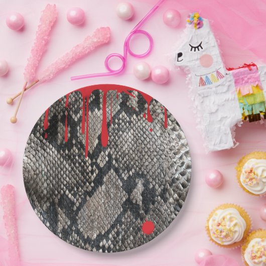 ハロウィーンパイソンのスネークスキン – ゴリー血怖い ペーパープレート (パーティー)