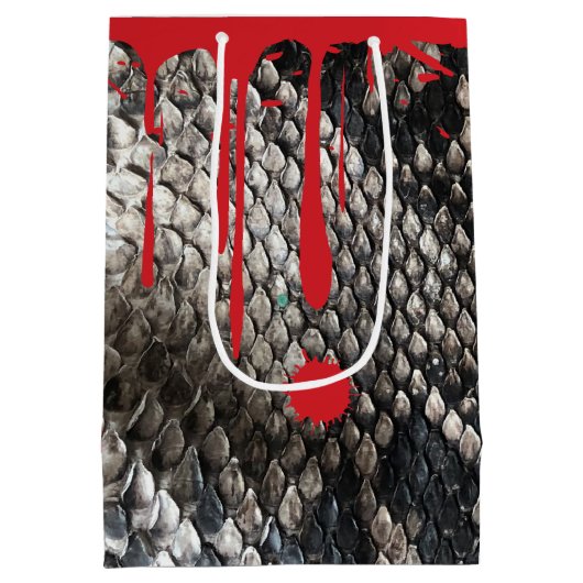 ハロウィーンパイソンのスネークスキン – 血を滴らせるゴリー ミディアムペーパーバッグ (裏面)