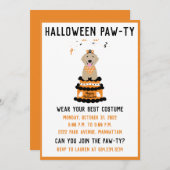 ハロウィーンパウィーティゴールデンレトリバードッグ 招待状 (正面/裏面)