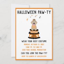 ハロウィーンパウィーティゴールデンレトリバードッグ 招待状