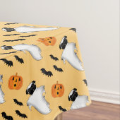 ハロウィーンパグ幽霊かわいいカボチャこうもりイエロータブ テーブルクロス (インサイチュ)