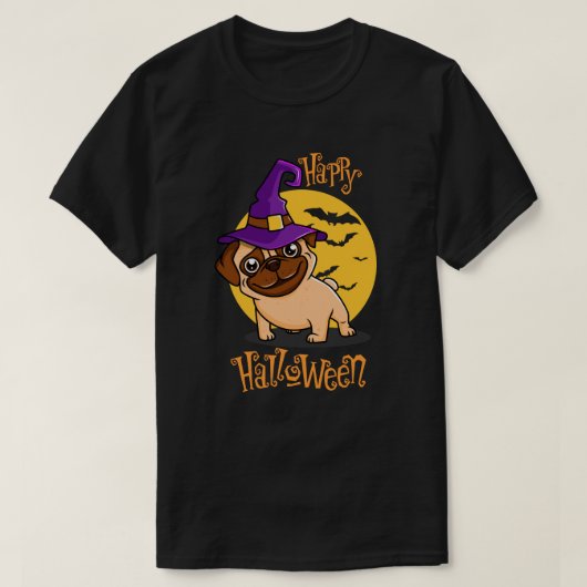 ハロウィーンパグ Tシャツ (デザイン正面)