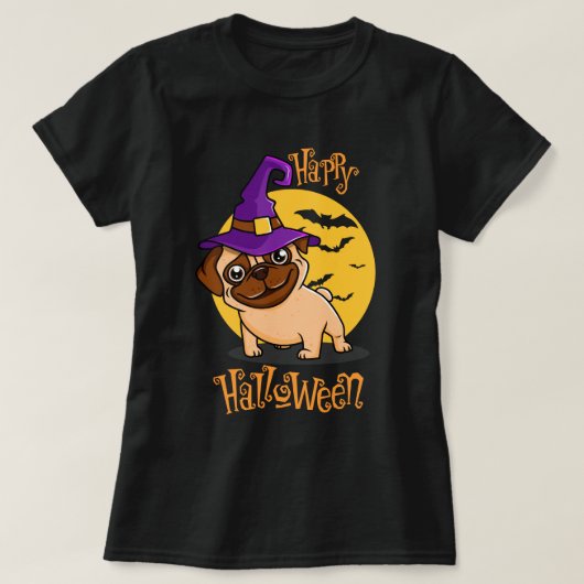 ハロウィーンパグ Tシャツ (デザイン正面)