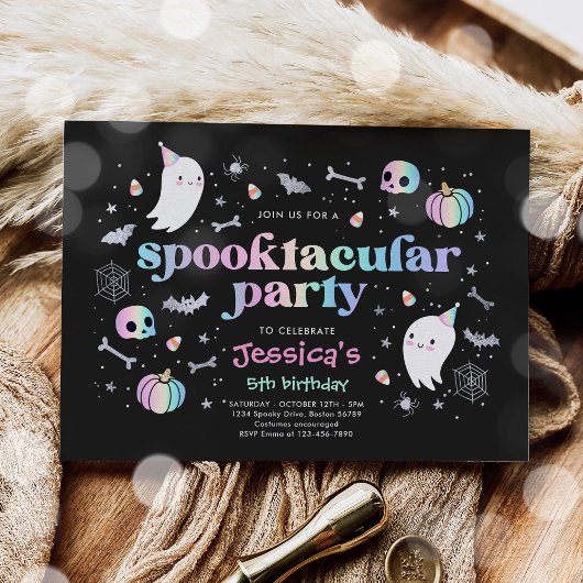 ハロウィーンパステルキュート幽霊誕生日スポオクタキュラー 招待状