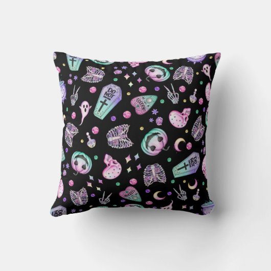 ハロウィーンパステルゴシックの薬局と墓地 クッション (裏面)