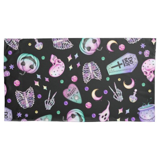 ハロウィーンパステルゴシックの薬局と墓地 枕カバー (正面左)