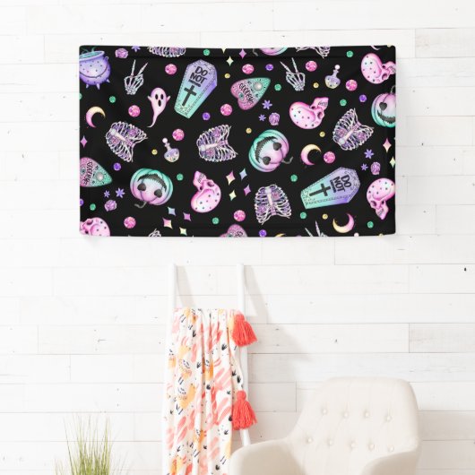 ハロウィーンパステルゴシックの薬局と墓地 横断幕 (インサイチュ)