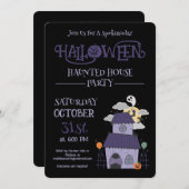 ハロウィーンパステルゴシック幽霊のよく出るハウスパーティー 招待状 (正面/裏面)