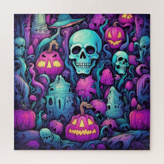 ハロウィーンパステルスカルとカボチャ ジグソーパズル (縦)