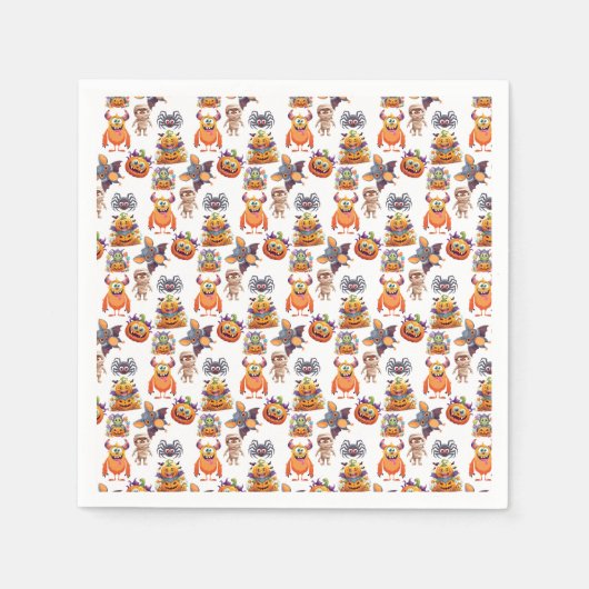 ハロウィーンパタンオブクリーチャー スタンダードカクテルナプキン (正面)