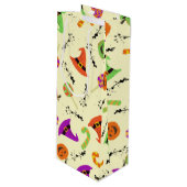 ハロウィーンパターンイエローバックグラウンドワイン抱き枕 ワインギフトバッグ (正面アングル)