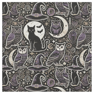ハロウィーンパターンウィッチクラフトと不気味夜 ファブリック