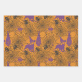 ハロウィーンパターンウィッチハットキャットスパイダーセット3 ラッピングペーパーシート (正面3)