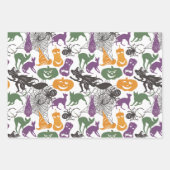 ハロウィーンパターンウィッチハットキャットスパイダーセット3 ラッピングペーパーシート (正面2)