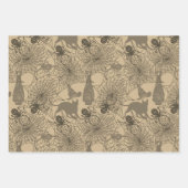 ハロウィーンパターンウィッチハットキャットスパイダー3ニュートラル ラッピングペーパーシート (正面3)