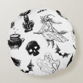ハロウィーンパターンデザイン ラウンドクッション (裏面)