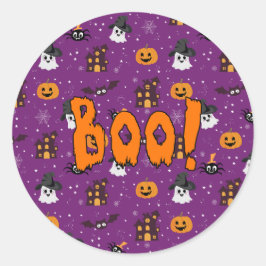 ハロウィーンパターンパープル ラウンドシール