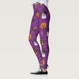 ハロウィーンパターンパープル レギンス