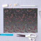 ハロウィーンパターンブラックグリッターこうもり 飛んでいる 薄葉紙 (クラフト)