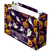 ハロウィーンパターン名こうもり幽霊怖いおもしろいパーティー ラージペーパーバッグ (正面アングル)
