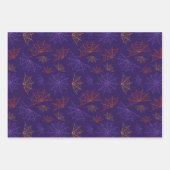 ハロウィーンパターン幽霊カボンプキンズスパイダーウェブ ラッピングペーパーシート (正面3)