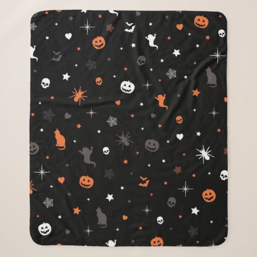 ハロウィーンパターン シェルパブランケット (正面)