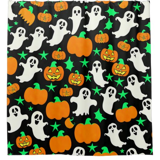 ハロウィーンパターン シャワーカーテン (正面)