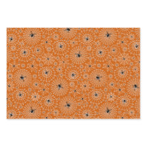 ハロウィーンパターン |スパイダーウェブ上のクモ3色