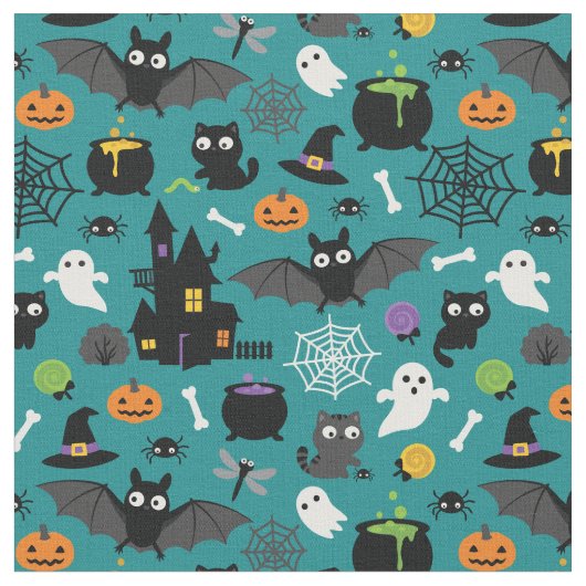 ハロウィーンパターン ファブリック (クローズアップ)