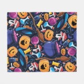 ハロウィーンパターン フリースブランケット (正面(横))