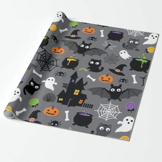 ハロウィーンパターン ラッピングペーパー (アンロールド)