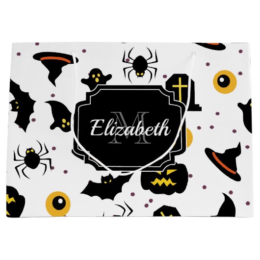 ハロウィーンパターン ラージペーパーバッグ (正面)