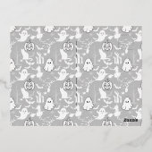 ハロウィーンパターン。不気味かわいい.bブラックBG 箔シーズンポストカード (裏面)