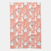 ハロウィーンパターン。不気味かわいい.b LオレンジBG キッチンタオル (縦)