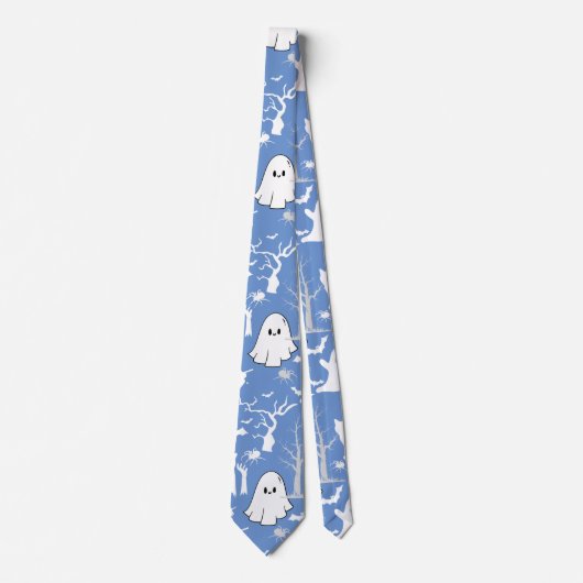 ハロウィーンパターン。不気味かわいい.b LブルーBG ネクタイ (正面)