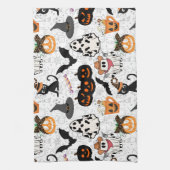 ハロウィーンパターン。不気味可愛い キッチンタオル (縦)